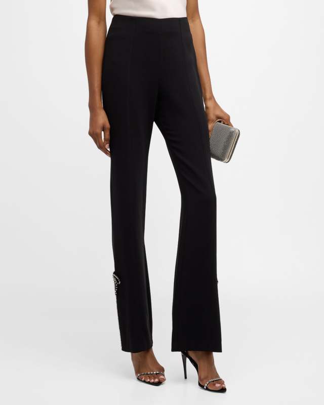 Kali Rhinestone Bow Embellished Straight Pants